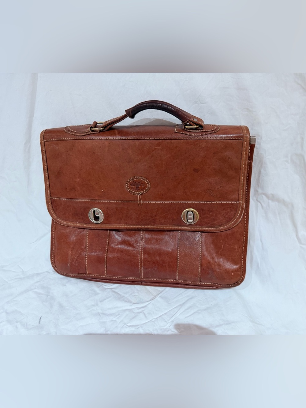 Vintage Classic Brown Cow Leather Briefcase - made in Brazil